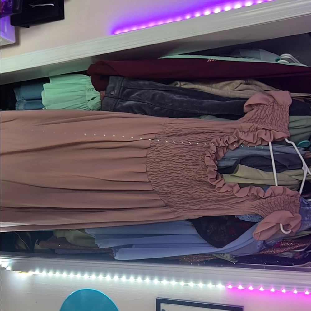 Elegant Pink Ruffled Women's Dress